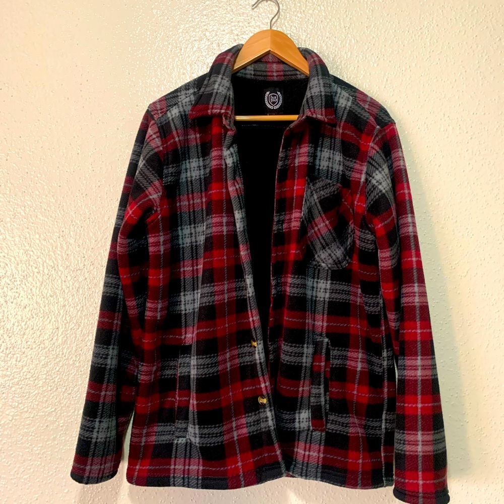 men’s button down Sherpa flannel jacket